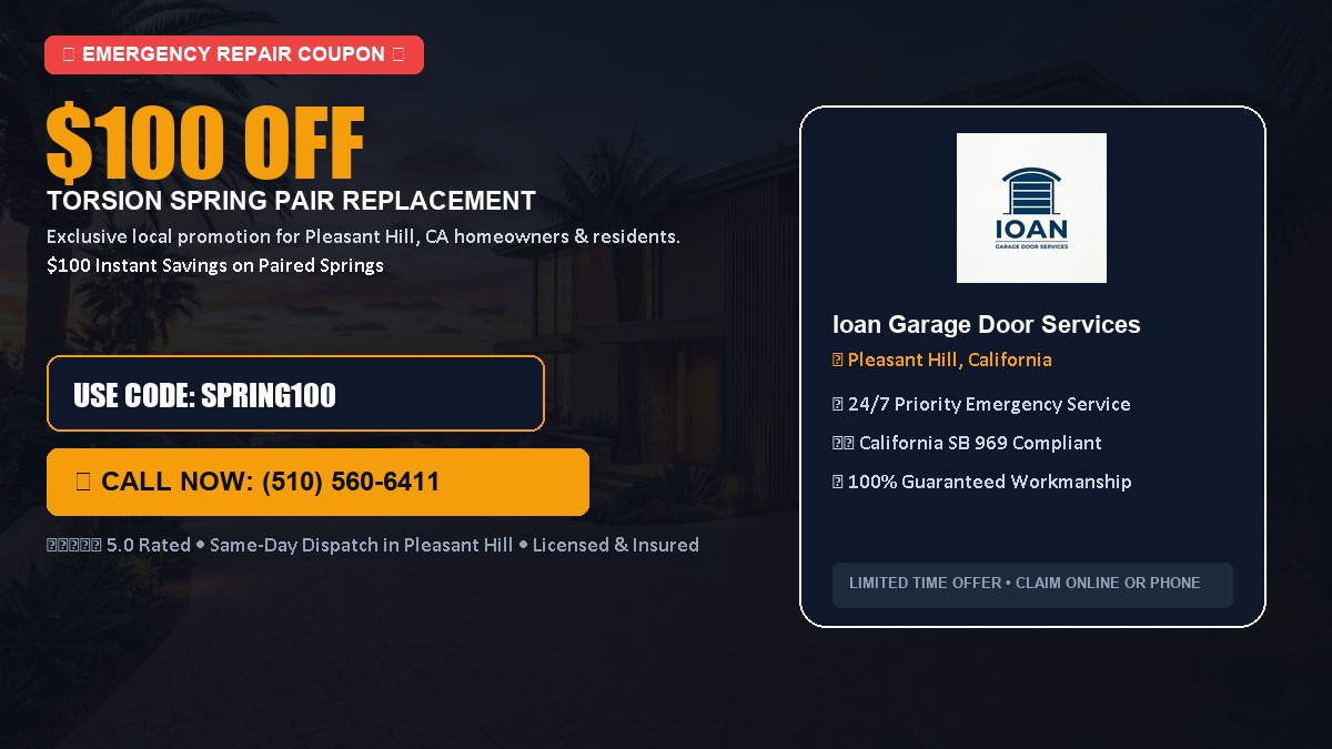 $100 OFF Heavy-Duty Torsion Spring Pair Replacement in Pleasant Hill, CA