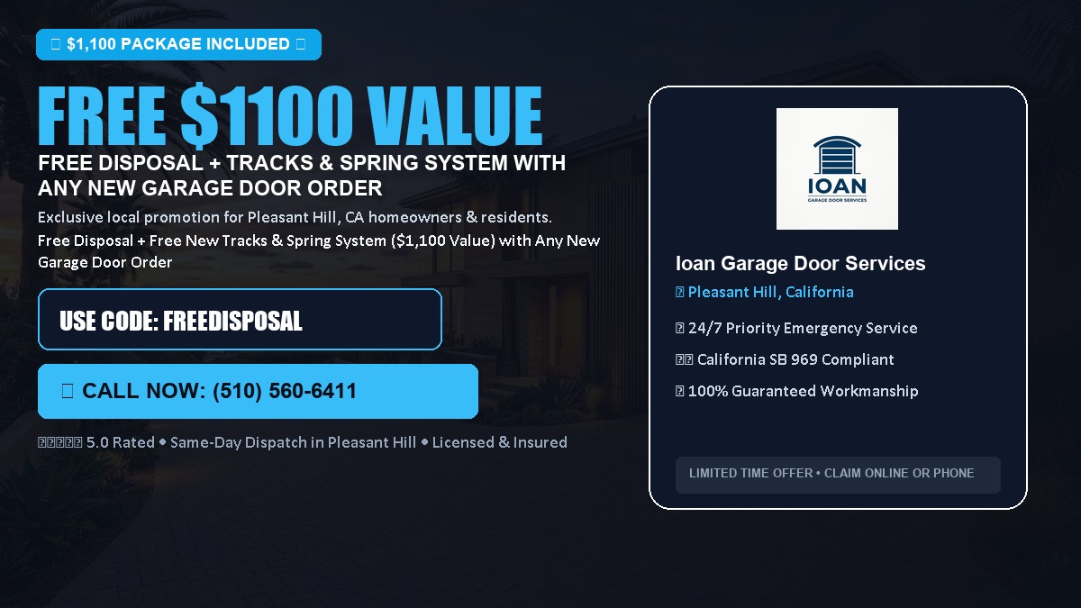 Free Disposal + Free New Tracks & Spring System with Any New Garage Door Order ($1100 Value) in Pleasant Hill, CA