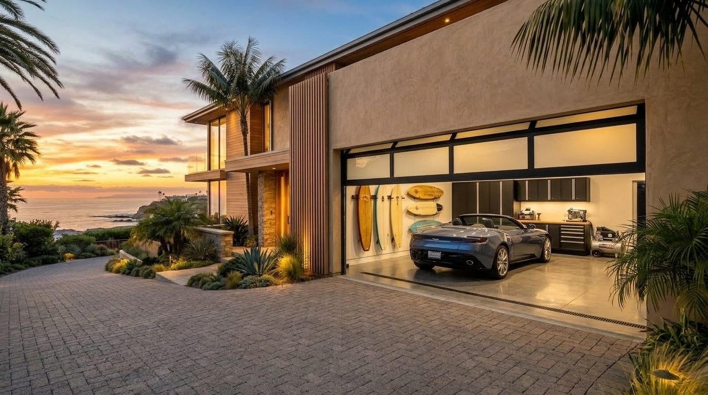 Ioan Garage Door Services Garage Door Gliding Open Revealing Warm Illuminated Interior